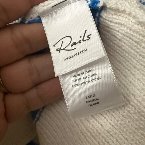 Rails Geneva White Azure Knit Oversized Blue Striped Cardigan Sweater Large - Picture 7 of 7
